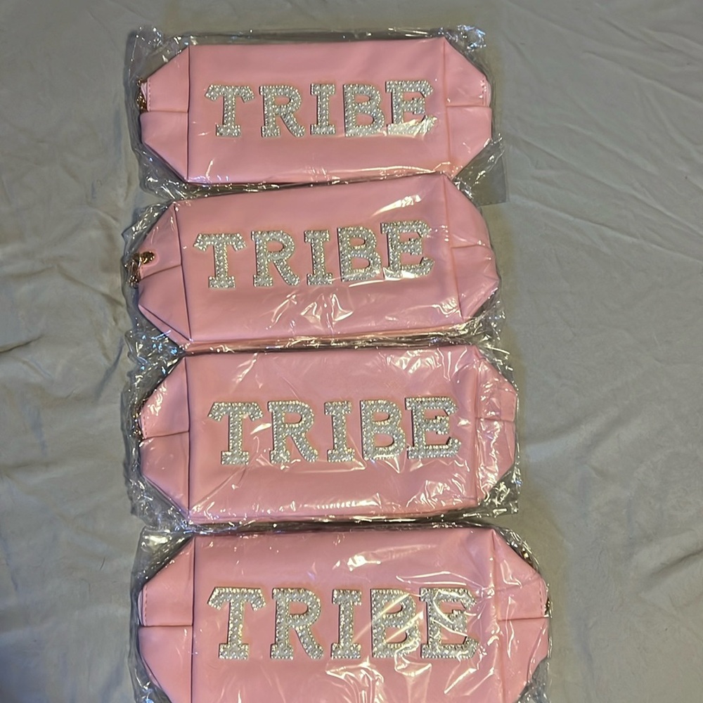 Set of Four Tribe Bags for Bridesmaids w/ Gold Zippers
